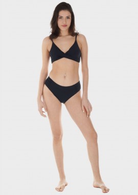gsecret - Γυναικείο σετ μαγιό bikini μονόχρωμο αποσπώμενη επένδυση slip κανονική γραμμή.Καλύπτει B-C Cup. ΜΑΥΡΟ