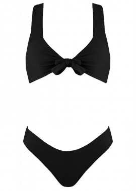 gsecret - Σέτ μαγιό δετό αποσπώμενη ενίσχυση bikini παρτό. Καλύπτει B Cup ΜΑΥΡΟ