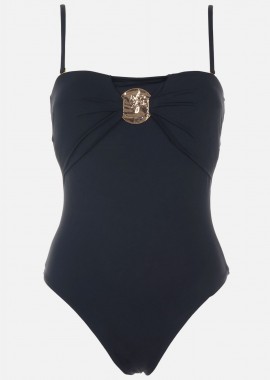 gsecret - Ολόσωμο μαγιο strapless με χρυσό διακοσμητικό. Καλύπτει B Cup ΜΑΥΡΟ