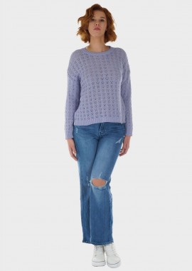 Γυναικεία πλεχτή μπλούζα με λαιμόκοψη διάτρητη ΛΙΛΑ