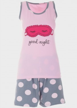 gsecret - Baby doll Good Night με πουά σόρτς ΡΟΖ