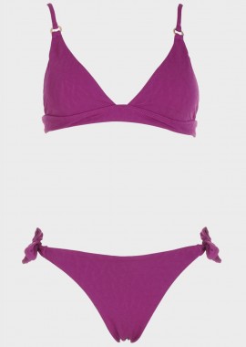 gsecret - Σετ bikini με ανάγλυφα σχέδια slip δετό.Καλύπτει B Cup. ΜΩΒ