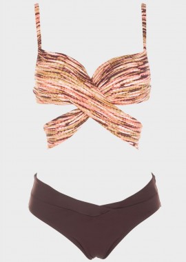 Bikini extra push up μονόχρωμο slip κανονική γραμμή.Καλύπτει B Cup ΡΟΖ