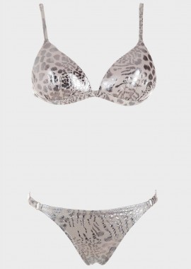 gsecret - Μαγιό bikini push up όψη μεταλιζέ.Kαλύπτει B Cup. ΓΚΡΙ