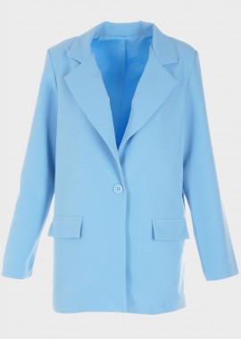 Γυναικείο σακάκι μονόχρωμο σε loose γραμμή BABY BLUE