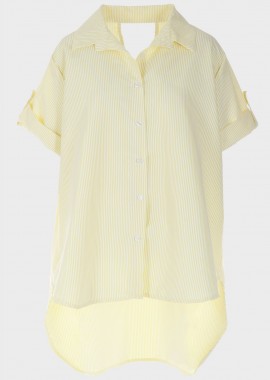 Πουκάμισο ασύμμετρο με ρίγες φιόγκος στην πλάτη ΚΙΤΡΙΝΟ