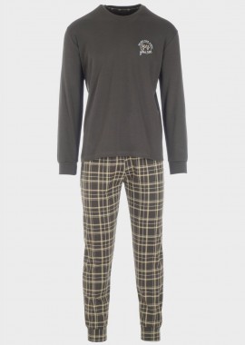 Ανδρική πιτζάμα Believe Your Power all print παντελόνι.Homewear Collection ΧΑΚΙ