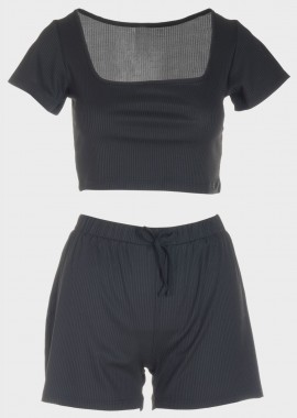 Baby doll μονόχρωμο κοντομάνικο ΜΑΥΡΟ