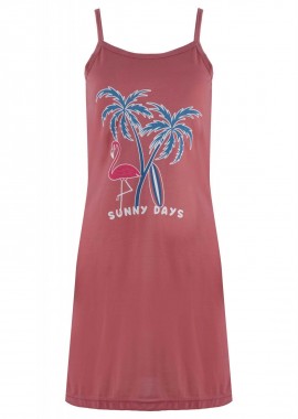 Γυναικείο νυχτικό Fawn λεπτή ράντα στάμπα Sunny days ΣΑΠΙΟ ΜΗΛΟ
