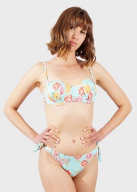 gsecret - Γυναικείο set μαγιο all print floral ενσωματωμένη ενίσχυση μπανέλα. Καλύπτει B CUP ΜΕΝΤΑ