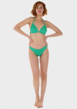 Γυναικείο σετ μαγιό bikini μονόχρωμο ενσωματωμένη push up ενίσχυση slip κανονική γραμμή.Καλύπτει C CUP ΠΡΑΣΙΝΟ