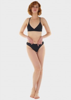 gsecret - Γυναικείο σετ μαγιό bikini μονόχρωμο αποσπώμενη επένδυση slip κανονική γραμμή.Καλύπτει B Cup ΜΑΥΡΟ