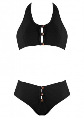 gsecret - Γυναικείο set μαγιό bra με κούμπωμα στην πλάτη αποσπώμενη ενίσχυση. Καλύπτει B Cup ΜΑΥΡΟ
