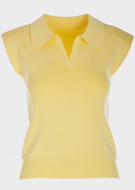 Mπλούζα ελαστική πλέξη με γιακά και βάτες ΚΙΤΡΙΝΟ