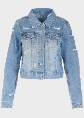 gsecret - Γυναικείο jacket jean με σκισίματα.Denim Collection JEAN