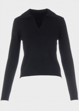 Γυναικεία ελαστική μονόχρωμη μπλούζα ΜΑΥΡΟ