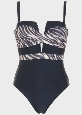 gsecret - Ολόσωμο μαγιο strapless με animal print μπούστο. Καλύπτει B Cup ANIMAL
