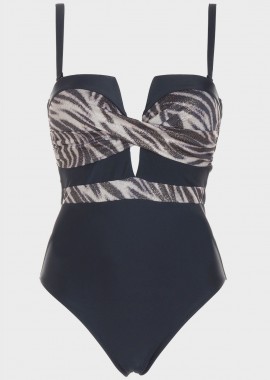 Oλόσωμο μαγιο strapless push up. Καλύπτει B Cup ANIMAL