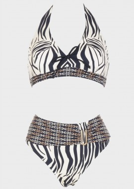 Σετ bikini τρίγωνο δετό animal print. Καλύπτει C Cup. ANIMAL