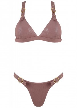 gsecret - Σέτ μαγιό τρίγωνο αποσπώμενη ενίσχυση bikini παρτό. Καλύπτει B Cup. ΡΟΖ
