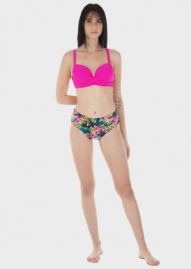 gsecret - Γυναικείο σετ μαγιό bikini ενσωματωμένη ενίσχυση slip all print.Καλύπτει D-E CUP ΦΟΥΞΙΑ