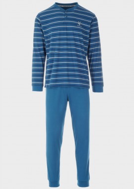 Ανδρική πιτζάμα ρίγες μονόχρωμο παντελόνι. ΡΑΦ