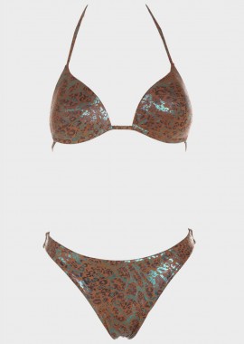 gsecret - Set bikini τριγωνάκι push up animal print. Καλύπτει B Cup. ΚΑΦΕ