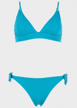 gsecret - Σετ μαγιό bikini ανάγλυφα σχέδια slip δετό.Καλύπτει B Cup ΠΕΤΡΟΛ