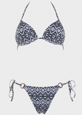 Σετ μπικίνι τριγωνάκι push up all print.Kαλύπτει B Cup ΓΚΡΙ