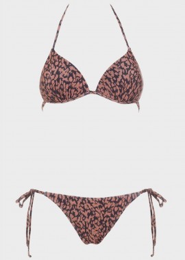 gsecret - Σετ μπικίνι τριγωνάκι push up all print.Καλύπτει B Cup MARRON
