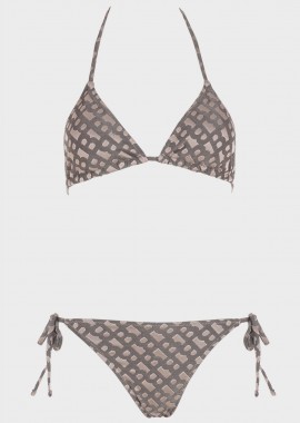 gsecret - Set bikini τριγωνάκι μονόχρωμο βελουτέ σχέδια.Καλύπτει στήθος B Cup. ELEPHANT