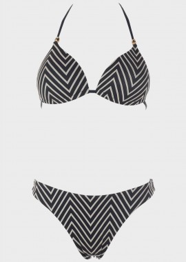 Βikini push up με slip brazil. Καλύπτει B-C Cup ΜΑΥΡΟ