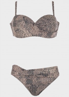 gsecret - Bikini strapless all print lurex με μπανέλα. Καλύπτει C-D Cup SAND