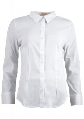 Γυναικείο μονόχρωμο ελαστικό πουκάμισο. Oversize Collection ΛΕΥΚΟ