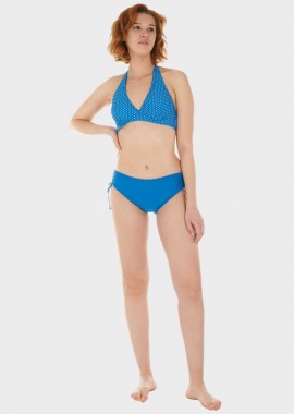 gsecret - Γυναικείο σετ μαγιό bikini φαρδύ τριγωνάκι με μπανέλα slip κανονική γραμμή.Καλύπτει C-D Cup ΜΠΛΕ