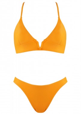 gsecret - Γυναικείο set bikini bandeau αποσπώμενη ενίσχυση σλιπ παρτό ψηλόμεσο. Καλύπτει B Cup COPPER