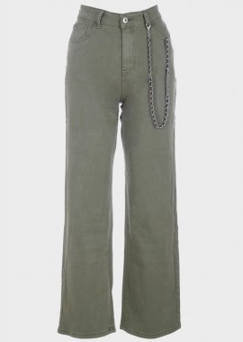 gsecret - Γυναικεία jean παντελόνα high waist. Denim Collection ΧΑΚΙ