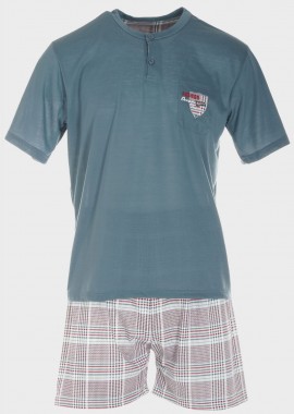 Πιτζάμα ανδρική Fashion με καρό σορτς ΠΕΤΡΟΛ