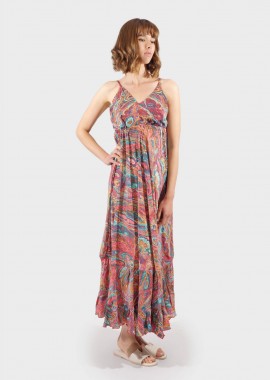 Γυναικείο φόρεμα colourfull ρυθμιζόμενη τιράντα ΦΟΥΞΙΑ