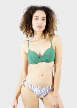 gsecret - Γυναικείο set bikini αποσπώμενη ενίσχυση bikini all print κανονική γραμμή δετό στο πλάϊ. Cup B ΧΑΚΙ