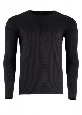 Frank Tailor - Αντρική μπλούζα Frank Tailor ριγέ με κουμπιά. Basic Collection ΓΚΡΙ