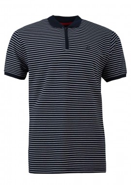 Frank Tailor - Αντρική μπλούζα ριγέ γραμμή polo φερμουάρ. Timeless style NAVY