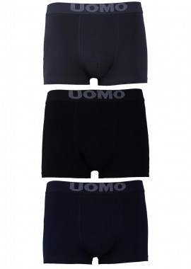 UOMO - Boxer με εξωτερικό λάστιχο 3pack. ΜΑΥΡΟ ΜΠΛΕ ΓΚΡΙ