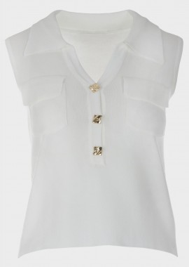 Μπλούζα γυναικεία αμάνικη ελαστική ΛΕΥΚΟ