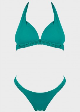 gsecret - Γυναικείο set μαγιό μονόχρωμο bra ενισχυμένο bikini παρτό. Καλύπτει B cup. ΠΡΑΣΙΝΟ