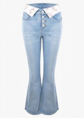 gsecret - Γυναικεία jean καμπάνα bootcut ιδιαίτερη μέση με κουμπιά. Denim Collection. JEAN