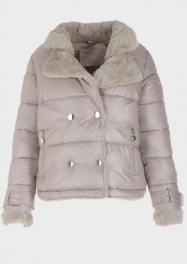 Γυναικείο μπουφάν κουμπιά εσωτερική επένδυση γούνας ΜΠΕΖ