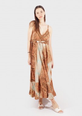 Γυναικείο φόρεμα boho ρυθμιζόμενη τιράντα all print. COPPER
