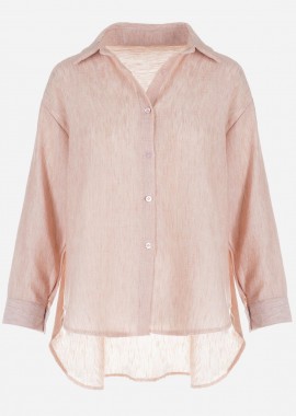 Γυναικεία πουκαμίσα μονόχρωμη.Elegance Style ΡΟΖ