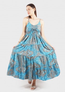 Γυναικείο φόρεμα boho all print ρυθμιζόμενη τιράντα ΣΙΕΛ